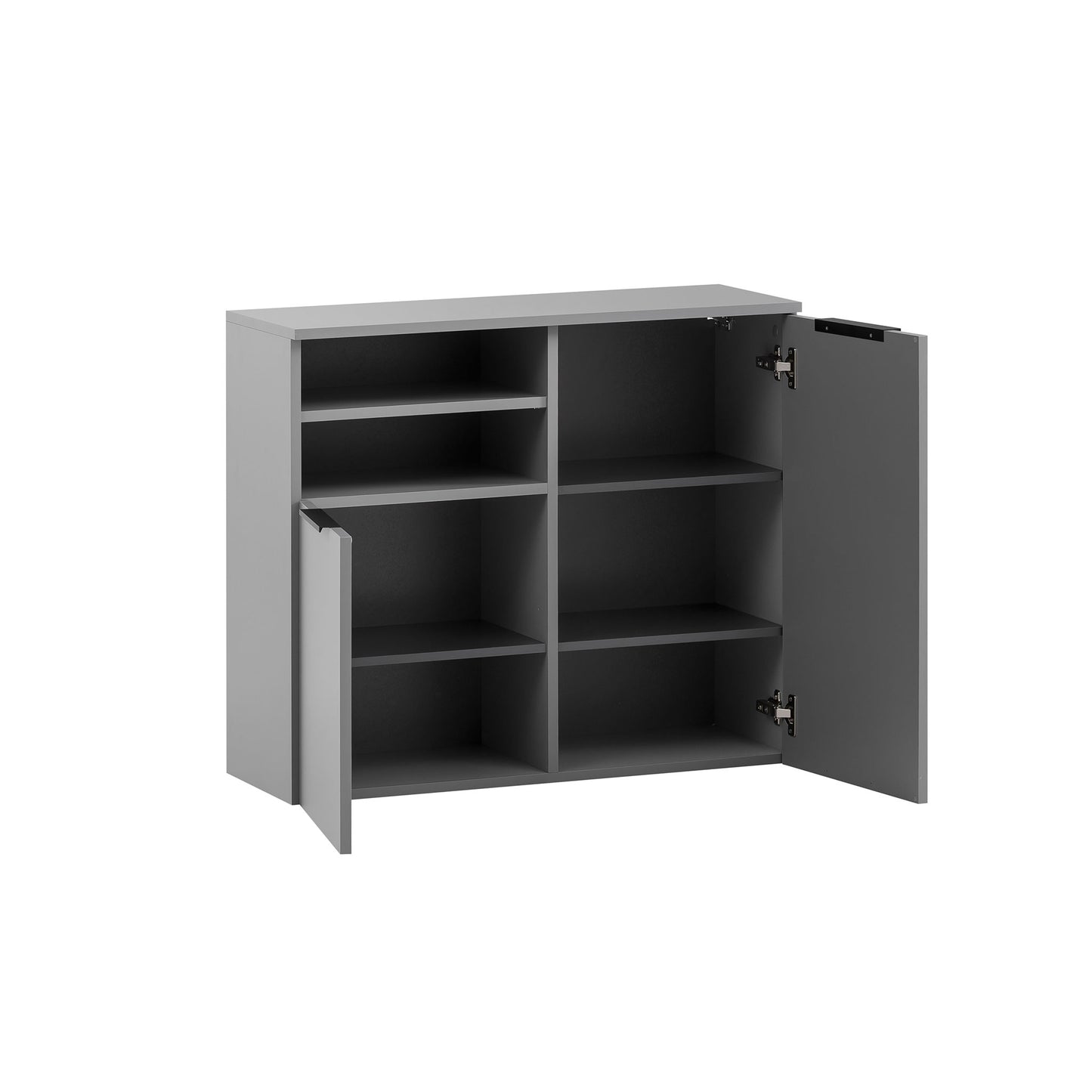 Grauer Unterschrank offen