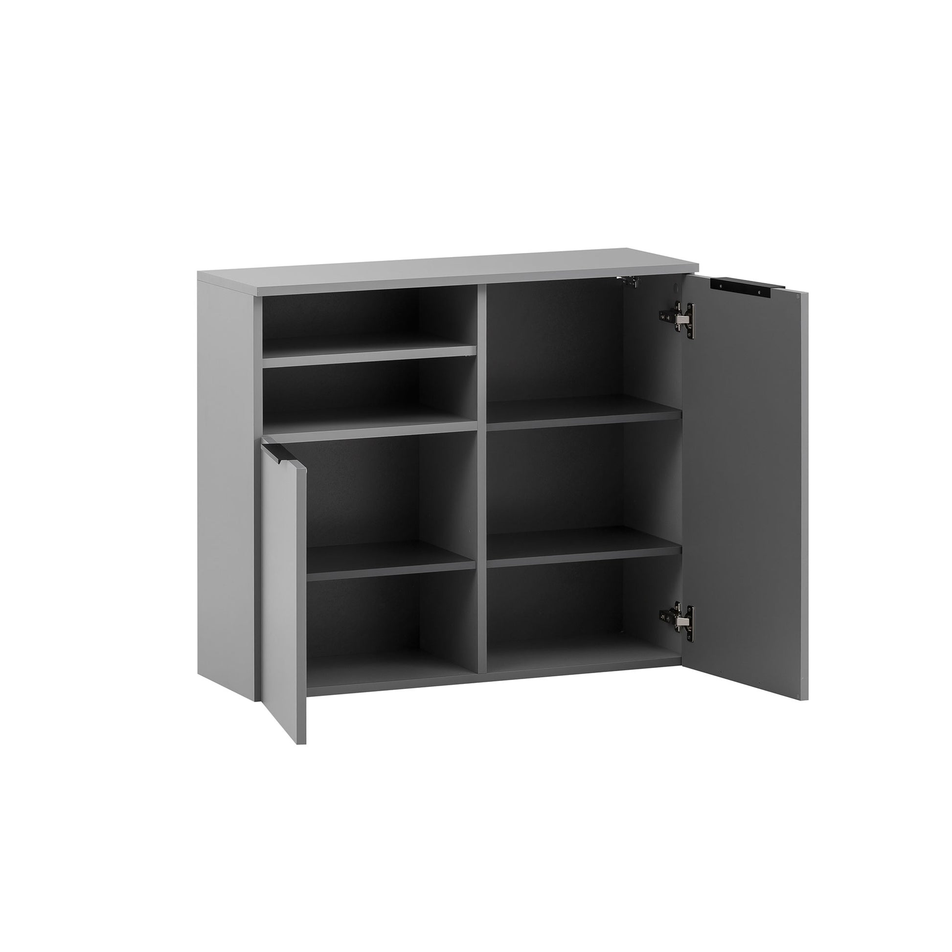 Grauer Unterschrank offen