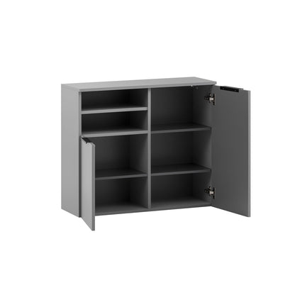 Grauer Unterschrank offen