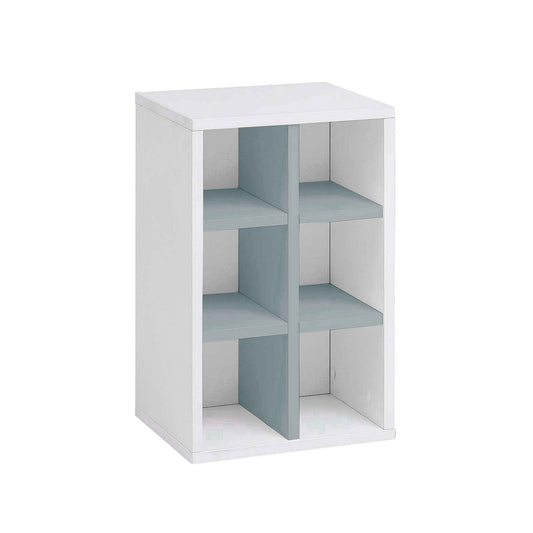 Regal mit 6 Fächern in kreideweiß/ taubenblau