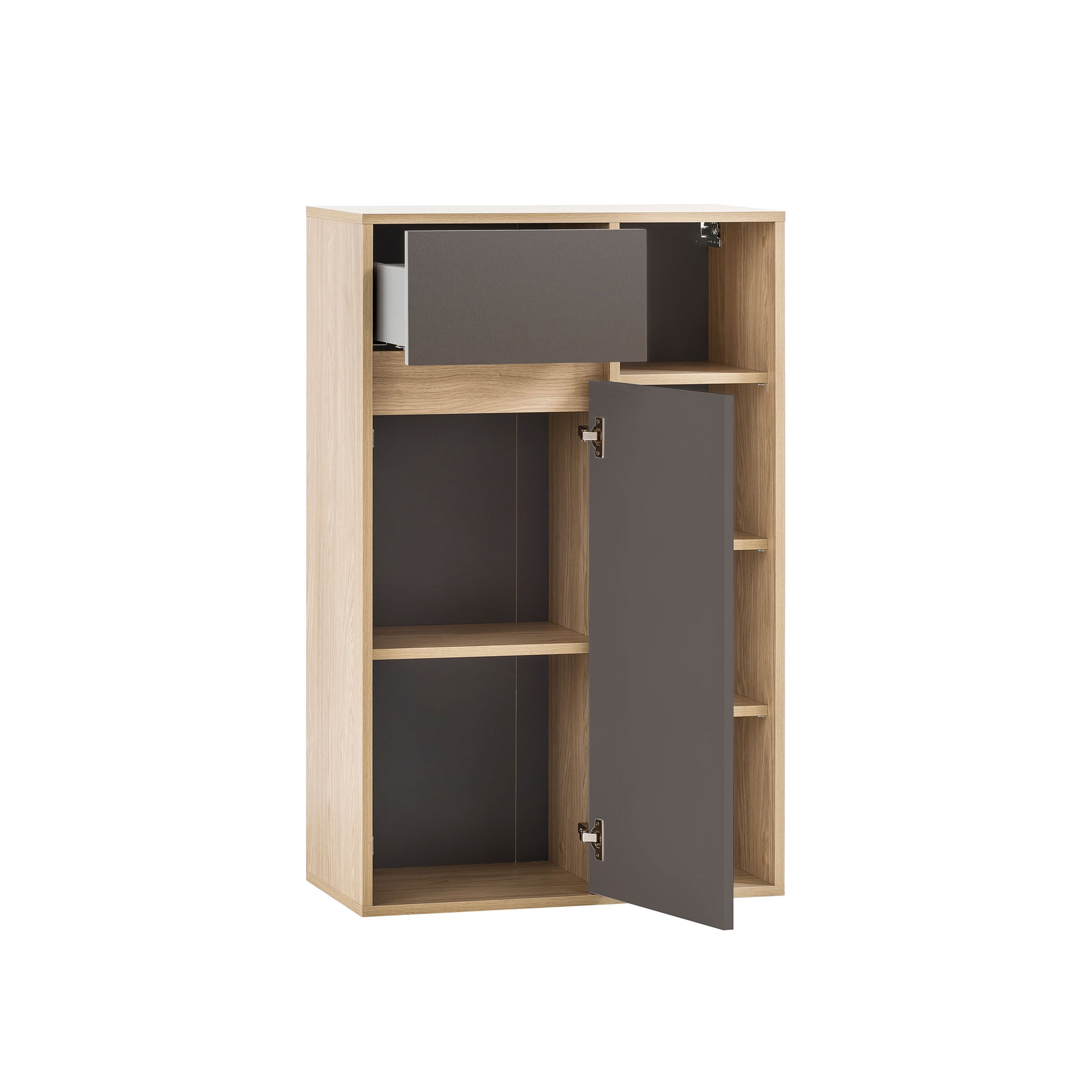 Highboard mit 1 Tür, 1 Schubkasten, 4 offenen Fächern