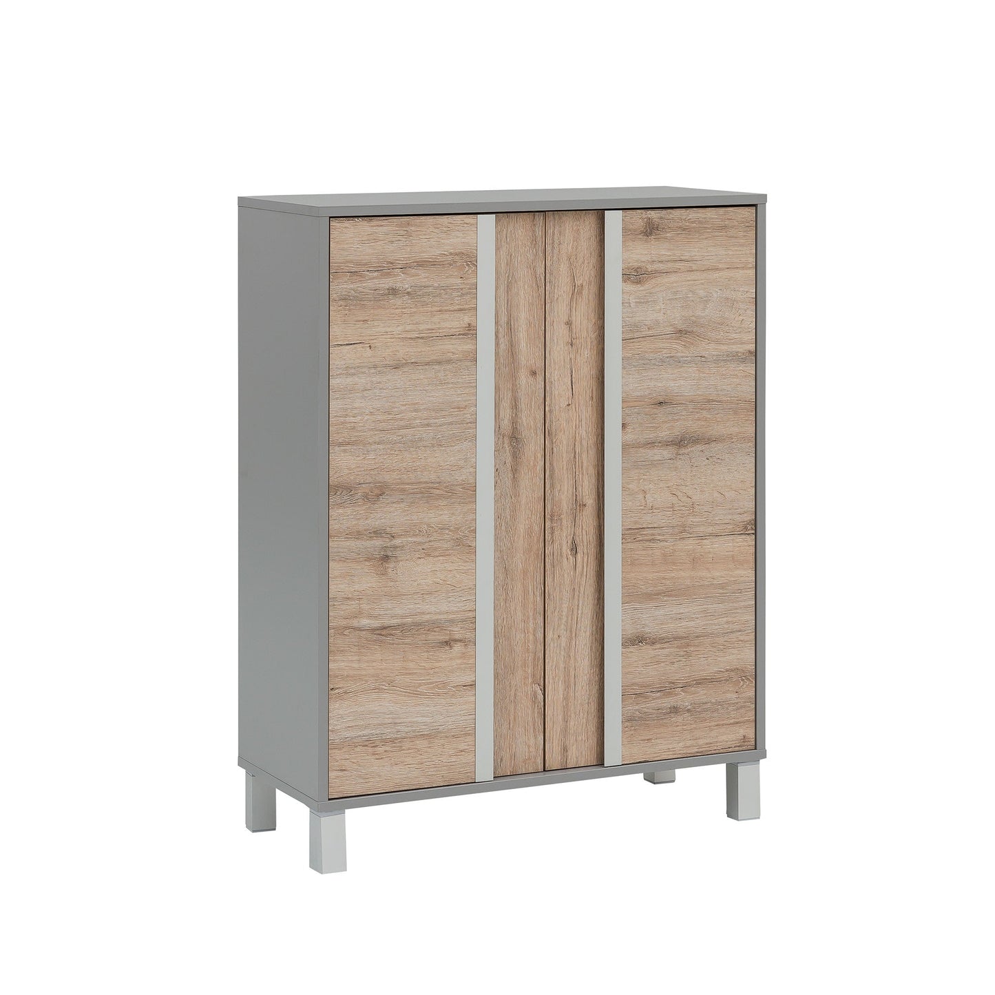  Kommode in Wildeiche und Platingrau