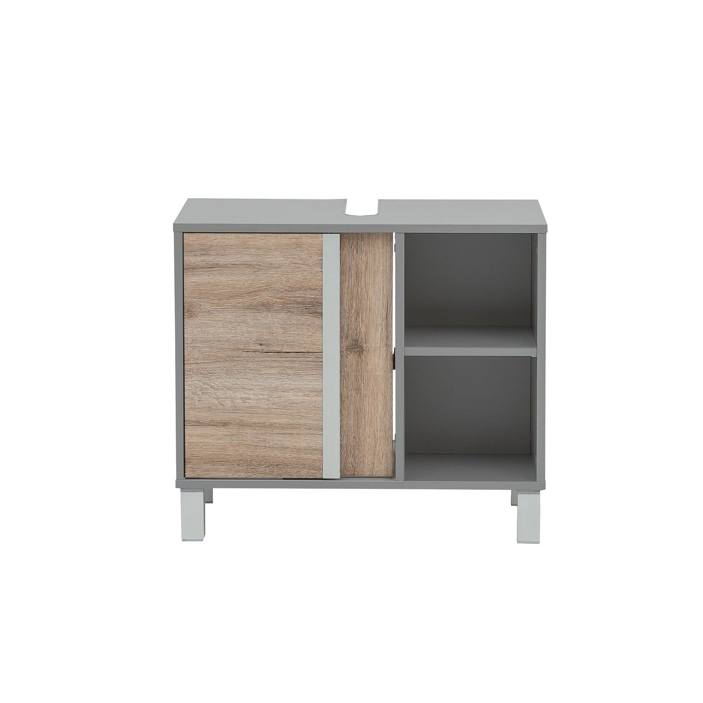  Waschbeckenunterschrank in Wildeiche und Platingrau