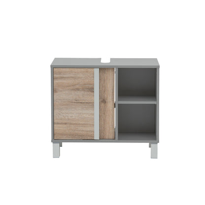  Waschbeckenunterschrank in Wildeiche und Platingrau